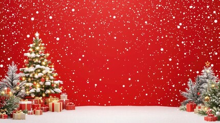 Christmas theme with white snowflakes and bold red background, holiday decorations, winter celebration, background, holiday, celebration