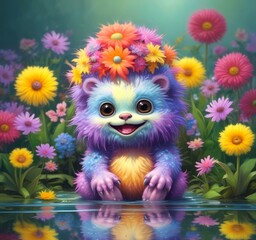 Obraz premium Illustration of fluffy and cute small monster.