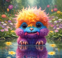 Illustration of fluffy and cute small monster.