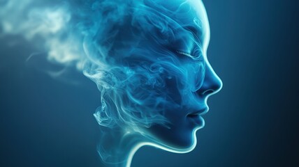 Abstract smoke shapes mimicking animals digital art creation deep blue background artistic viewpoint
