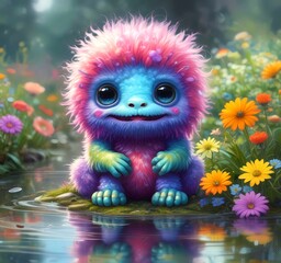 Naklejka premium Illustration of fluffy and cute small monster.