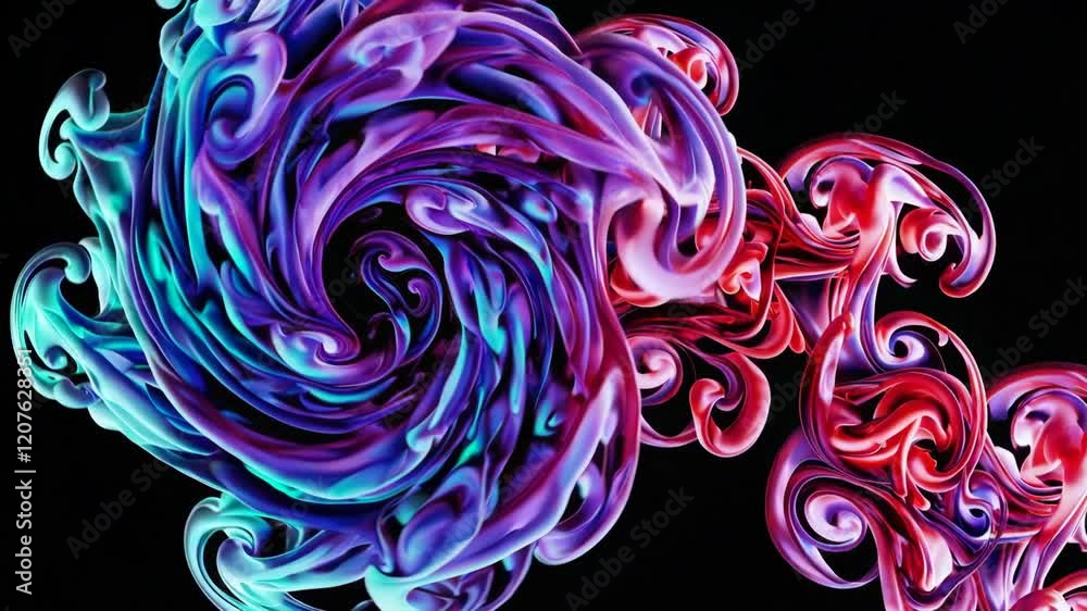 Poster abstract swirl of colorful ink in water, vibrant and dynamic composition. art and creativity concept