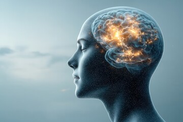 Obraz premium Exploring state of mind and mental health abstract human silhouette