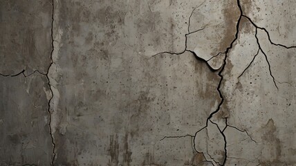 Close-Up of Weathered Concrete Wall with Cracks and Rough Texture &ndash; Industrial Urban Background