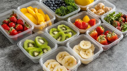 Healthy Fruit Bento in Storage Boxes: Fresh and Nutritious Meal Prep Design Material