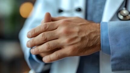 Obraz premium Empathetic doctor stroking wheelchair patient's hand, discussing rehabilitation progress,