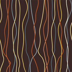 Seamless abstract wavy lines pattern on brown background
