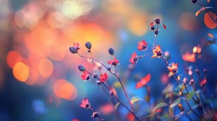 Gradient bokeh from warm reds to cool blues, transitional lighting, dynamic and modern look