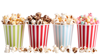 Delicious popcorn set, isolated on white background