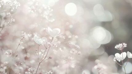 Naklejka premium Heart-shaped bokeh in soft white and blush pink, romantic and endearing design
