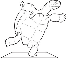 Turtle Yoga Fitness Gymnastics Animal Vector Graphic Art Illustration