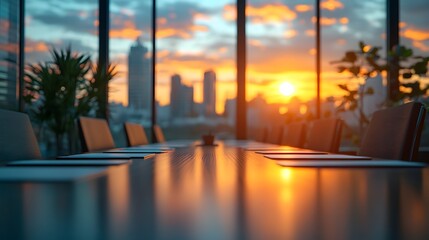 Fototapeta premium Conference table filled with corporate professionals during a lively business meeting,