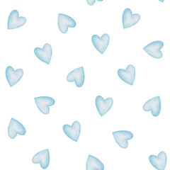 Blue hearts seamless pattern. Cute illustration for Valentine's day decoration. Romantic background, great for greeting card, wallpaper or fabric design