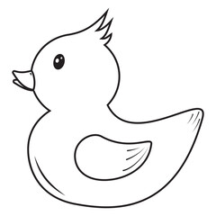 A rubber duck. A children's bathing toy. Inflatable cute duck in doodle style. A separate illustration.