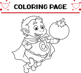 vegetable superhero with tomato coloring page for kids