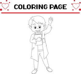 young doctor is waving hands coloring page for kids