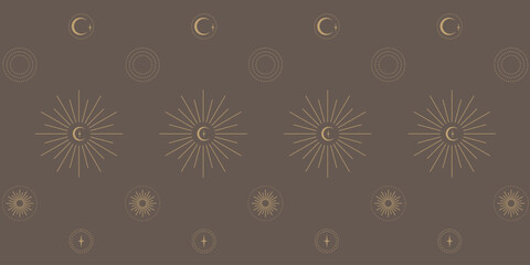 Set of vector logo with sun and moon. Branding designs templates. Linear icons minimalist style.