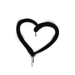 Graffiti drawing heart symbol. Painted graffiti spray pattern of heart shape. Spray paint element. Street art style illustration. Vector.