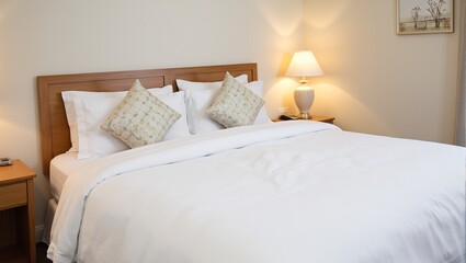 Luxurious hotel suite with king sized bed and cozy ambiance