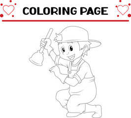 plumber are doing job coloring page for kids