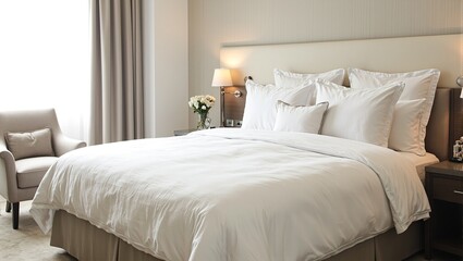 Luxurious hotel suite with king size bed and cozy ambiance