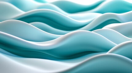 Obraz premium Abstract teal waves, flowing, smooth, seamless texture.