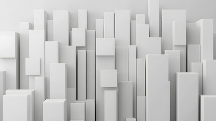 Majestic Monochrome Office Towers in Geometric Abstraction with Subtle Lighting