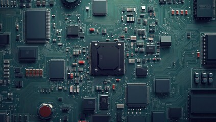Fototapeta premium Intricate Circuit Board: A Close-Up View of Complex Electronics