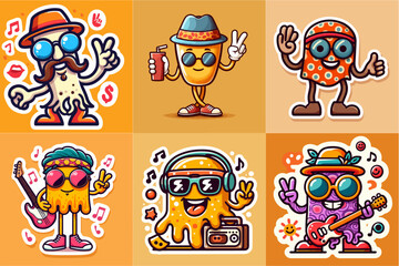 Fototapeta premium groovy cartoon characters