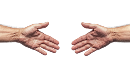 Two outstretched hands reaching toward each other symbolizing connection, support, and human interaction