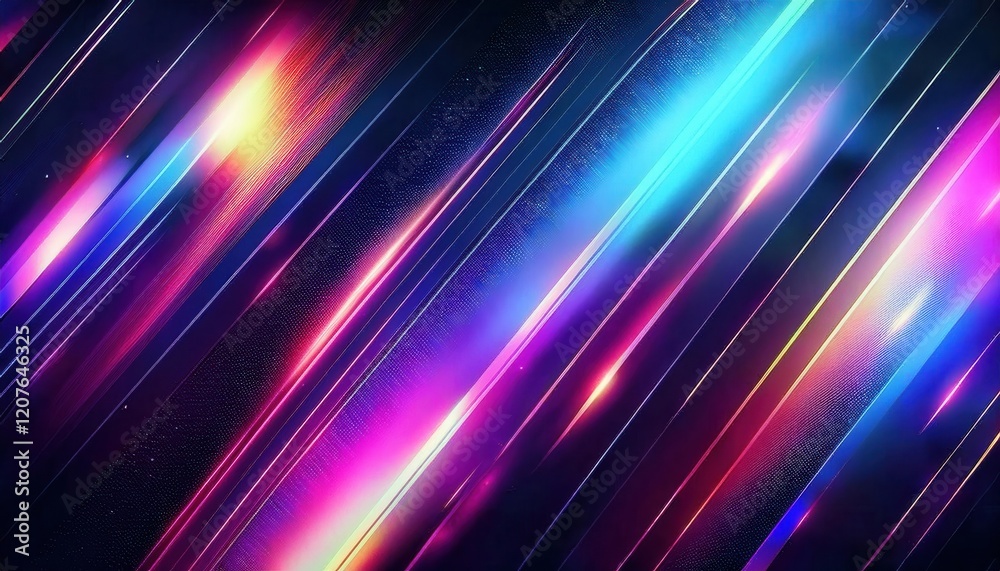 Poster dynamic neon light streaks on a dark futuristic background for abstract visuals, digital designs, an