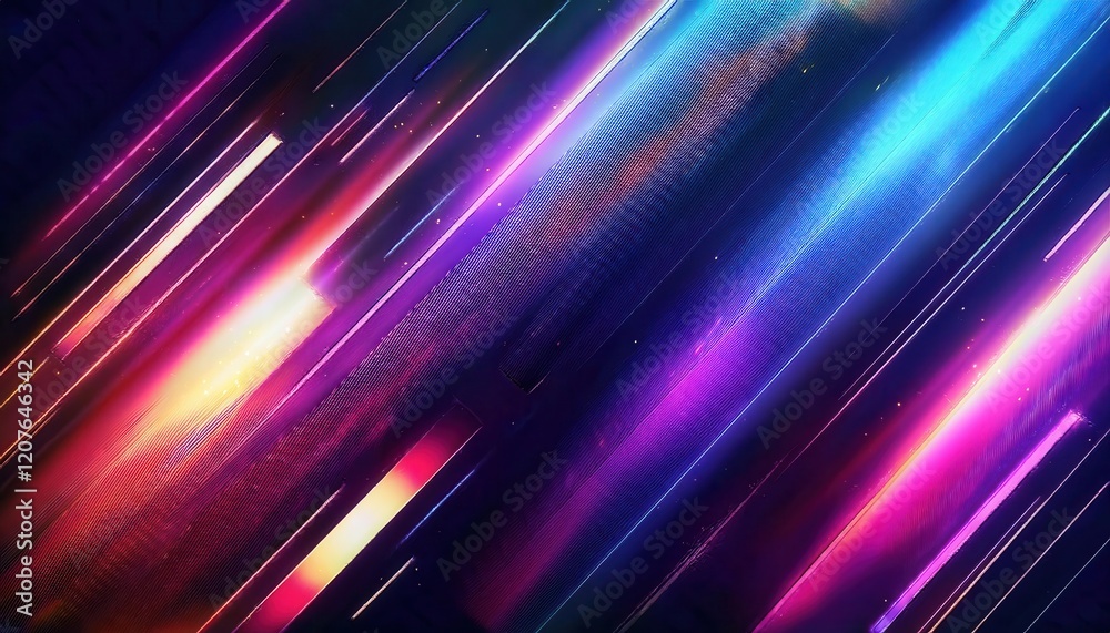 Poster dynamic neon light streaks on a dark futuristic background for abstract visuals, digital designs, an