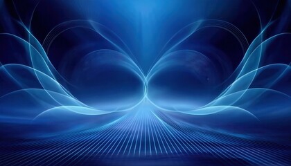 Obraz premium futuristic abstract blue energy waves with light streaks, ideal for technology backgrounds, digital projects, and modern designs