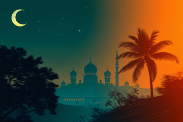 waxing crescent moon illustration, heralding the arrival of the holy month of ramadan, perfect for capturing the essence of this sacred time