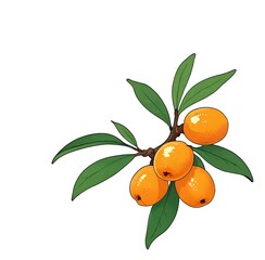 An artistic depiction of several loquats