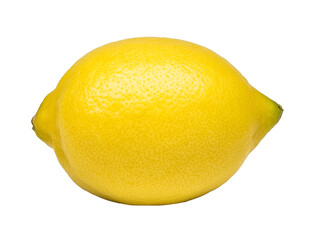 a single fresh lemon on white or transparent background