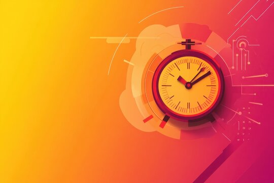 Vibrant Gradient Background Featuring an Orange and Pink Color Scheme with a Stopwatch Design, Perfect for Time Management and Productivity Themes