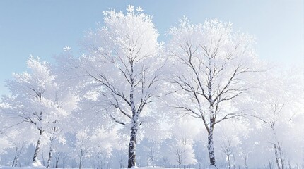 Fototapeta premium Beautiful frozen branches covered in white snowflakes, frozen, pretty, pure, frosty