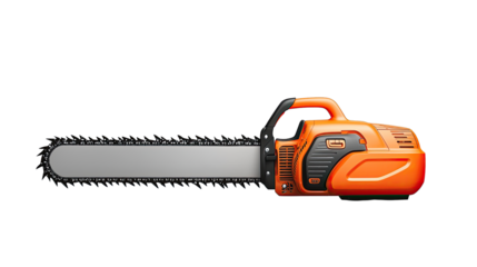Bright Orange Electric Chainsaw with Sharp Blade and Detailed Design for Outdoor Cutting Tasks