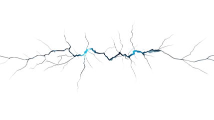 Electric Blue Lightning Bolt with Intricate Branches Surrounding a Dark Background for Dynamic Imagery