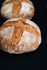 loaves of fresh aromatic homemade black bread