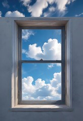 blue window with wispy cirrus clouds drifting by, cloud movement, airiness