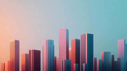 Obraz premium Transparent Modern High-Rise Cityscape with Glowing Architectural Edges in 3D