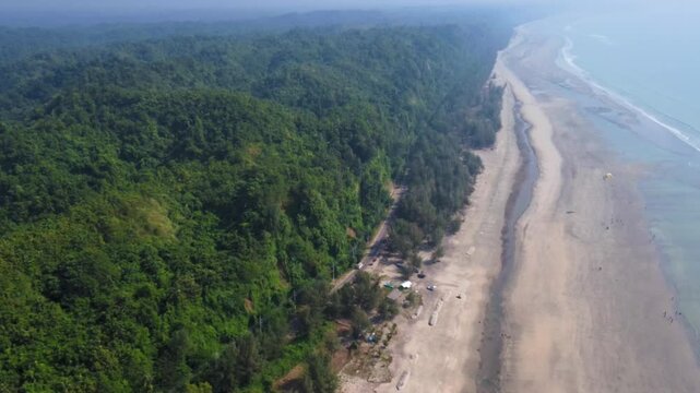 Stunning Aerial View of Coastal and Hilly Landscape at Cox's Bazar