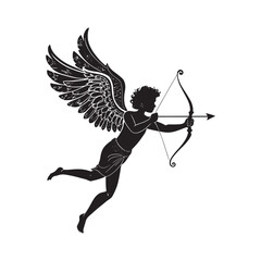 Fototapeta premium Cute cupid silhouette on white background.