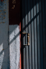 shabby striped wooden blue door