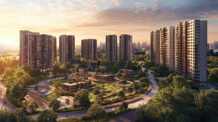 Naklejka premium Real Estate and Infrastructure, Demand for housing and services in areas experiencing population influx.