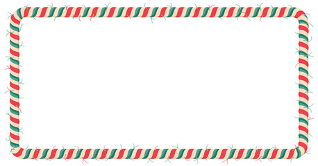 Fototapeta premium Festive Candy Cane Striped Frame on White Background