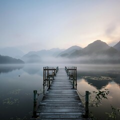 Fototapeta premium Beautiful painting depicting a dock on the Mekong River, vibrant, beautiful, painting, colorful