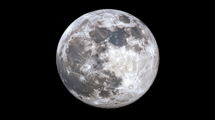 Fototapeta premium Full Moon Over Black Sky with Detailed Lunar Surface Features